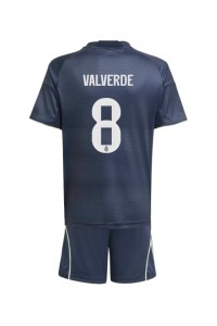 Real Madrid Federico Valverde #8 Jalkapallovaatteet Lasten Vieraspeliasu 2025-26 Lyhythihainen (+ Lyhyet housut)